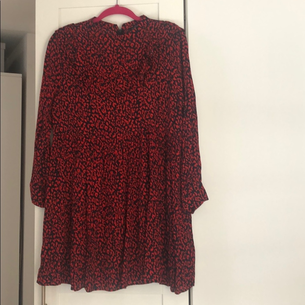 Red and Black Zara dress with ruffle collar